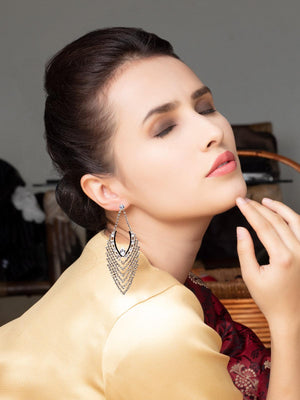Exquisite Almond-Shaped Crystal Earrings - Rajwada