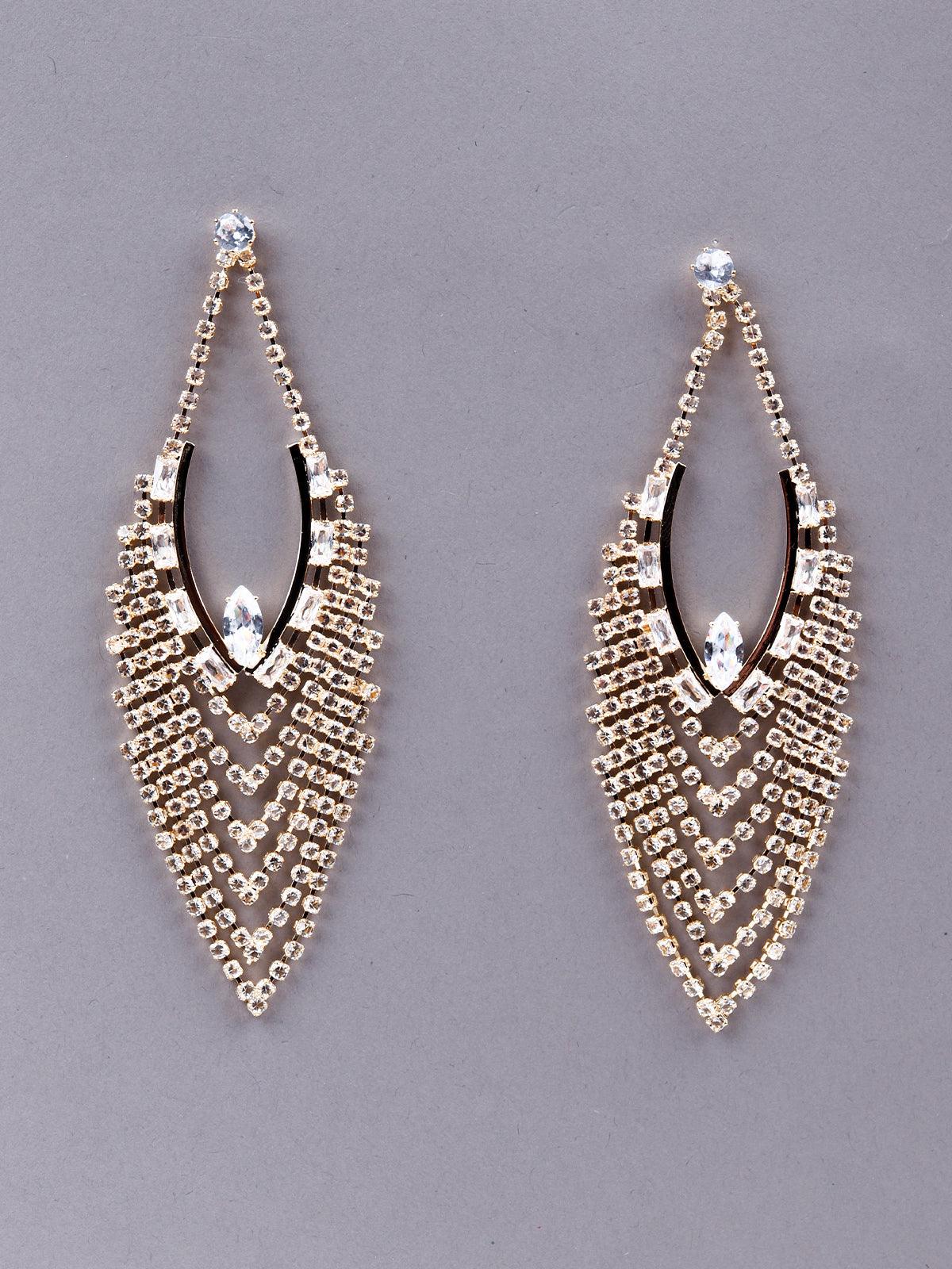 Exquisite Almond-Shaped Crystal Earrings - Rajwada