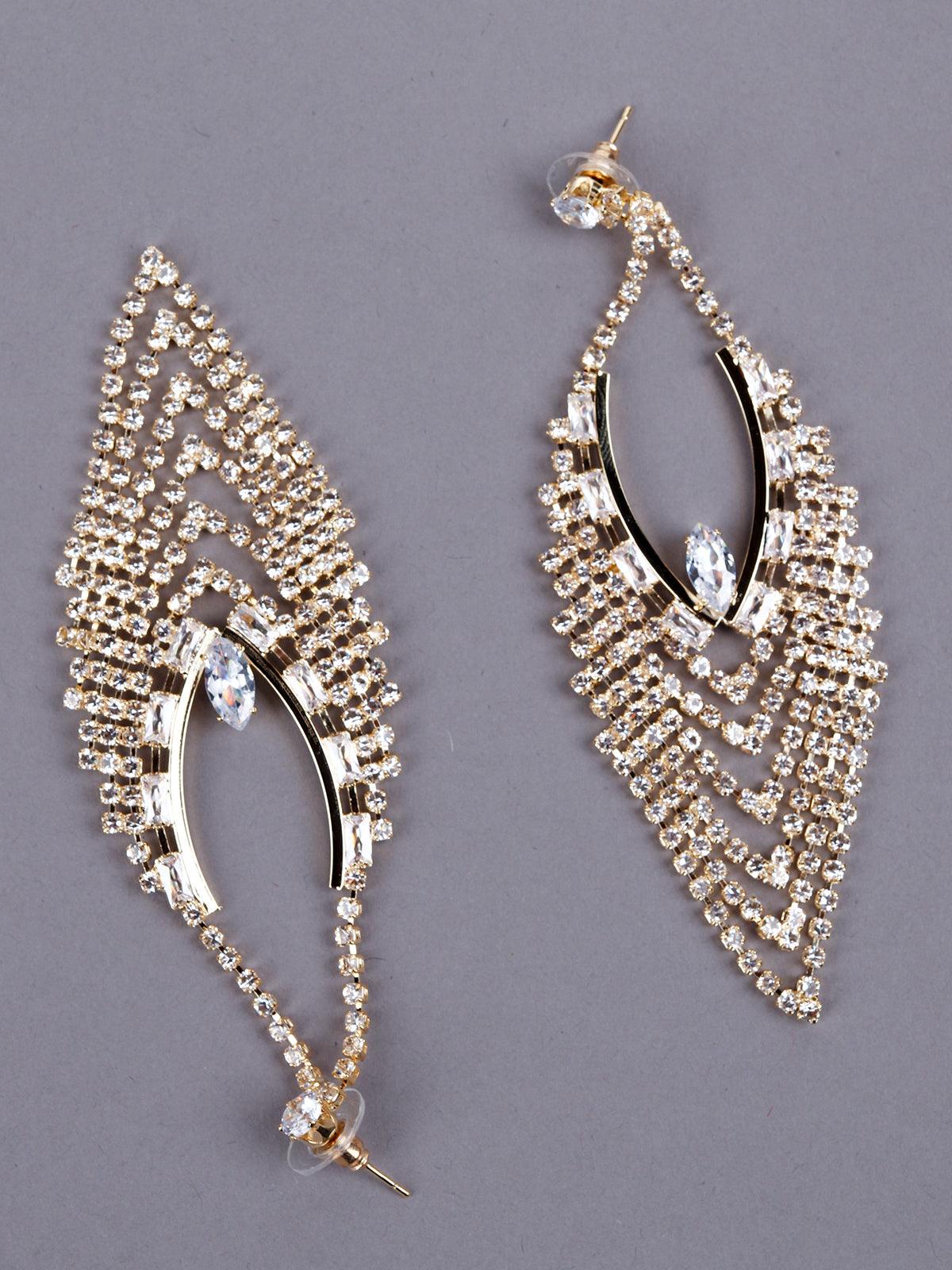 Exquisite Almond-Shaped Crystal Earrings - Rajwada