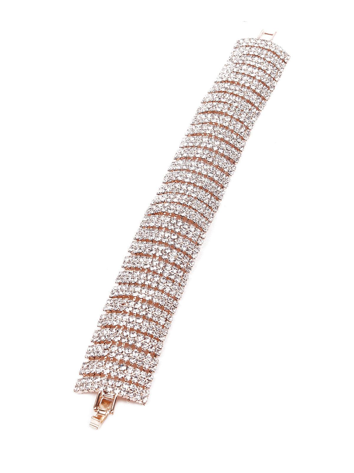 Exquisite artificial diamond-studded bracelet -gold - Rajwada