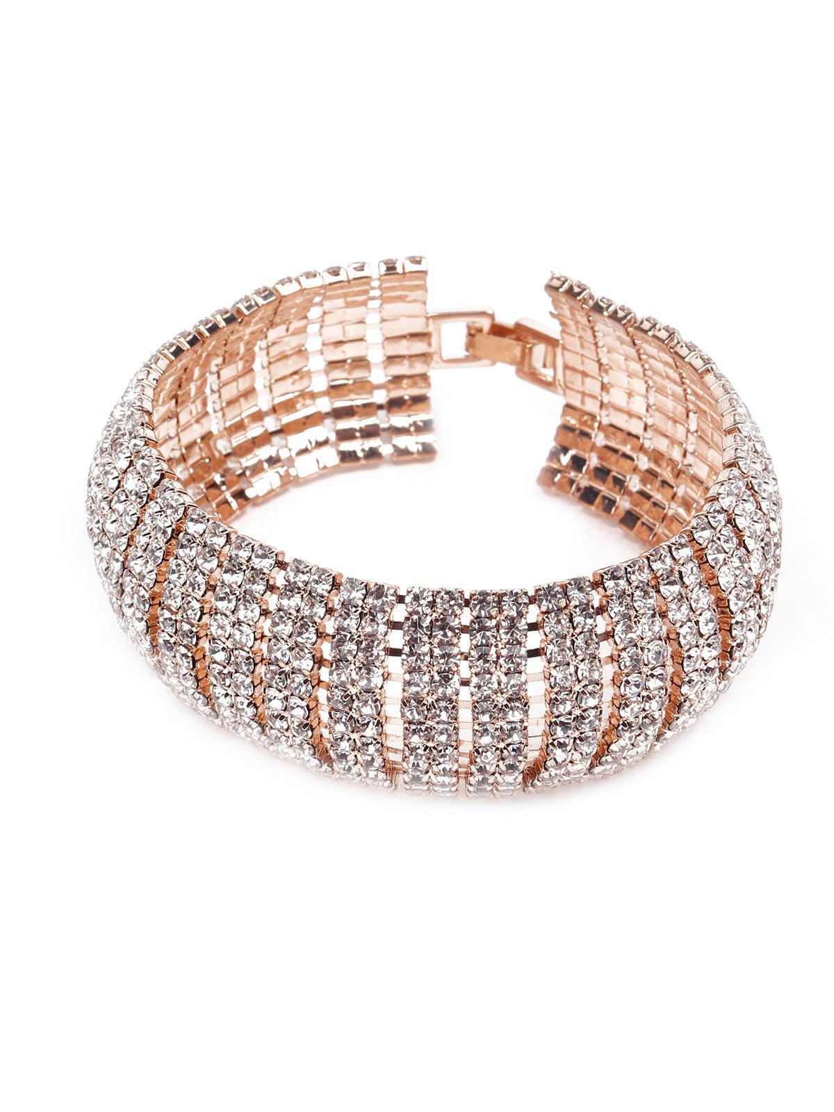 Exquisite artificial diamond-studded bracelet -gold - Rajwada