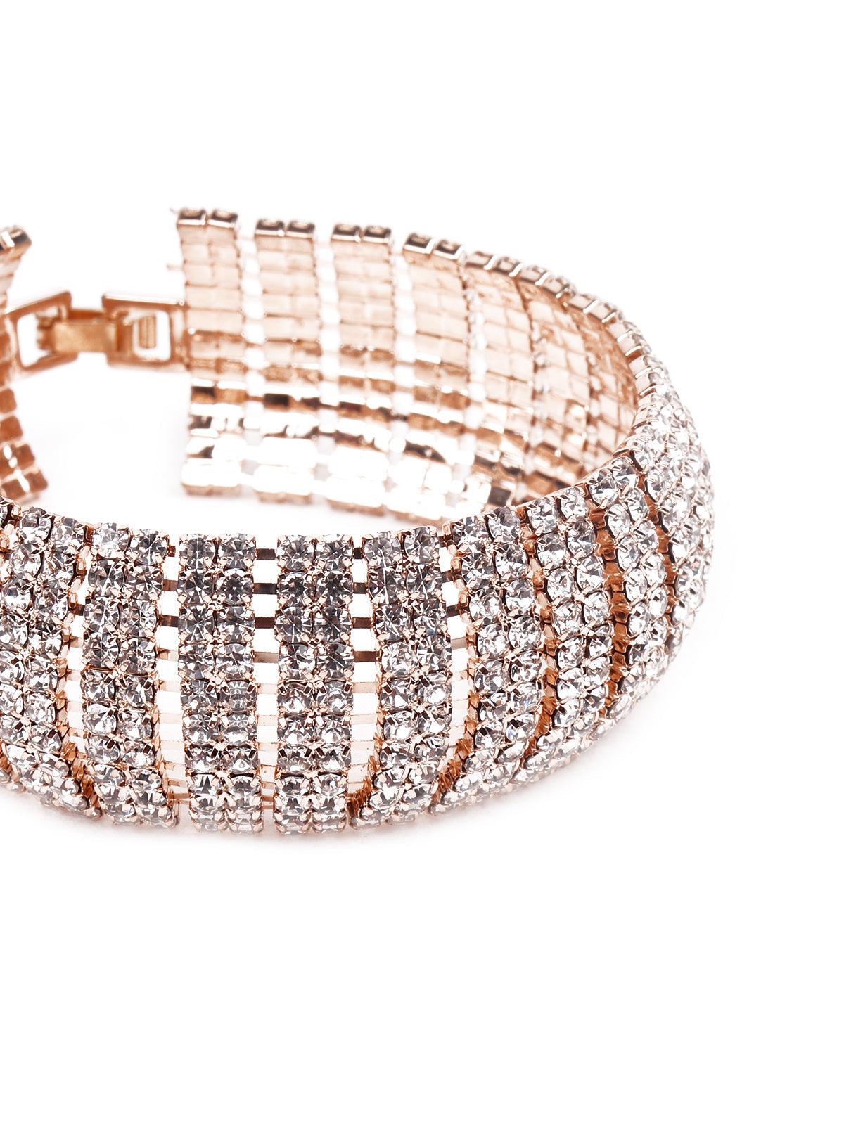 Exquisite artificial diamond-studded bracelet -gold - Rajwada