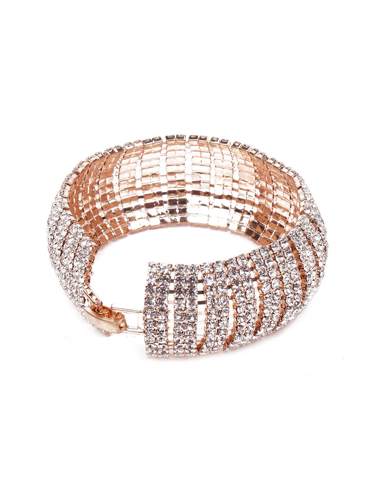 Exquisite artificial diamond-studded bracelet -gold - Rajwada