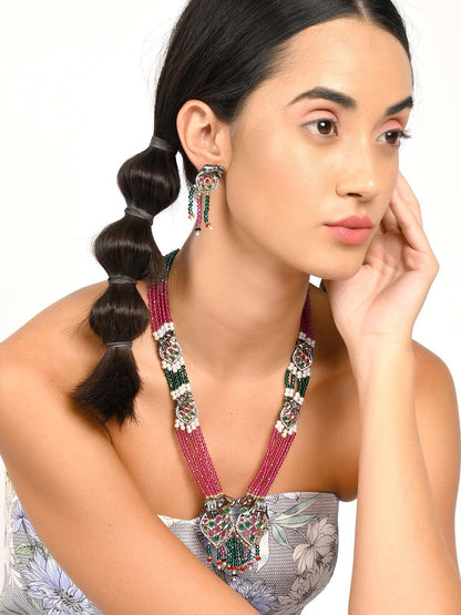 Exquisite green mala necklace set for women - Rajwada