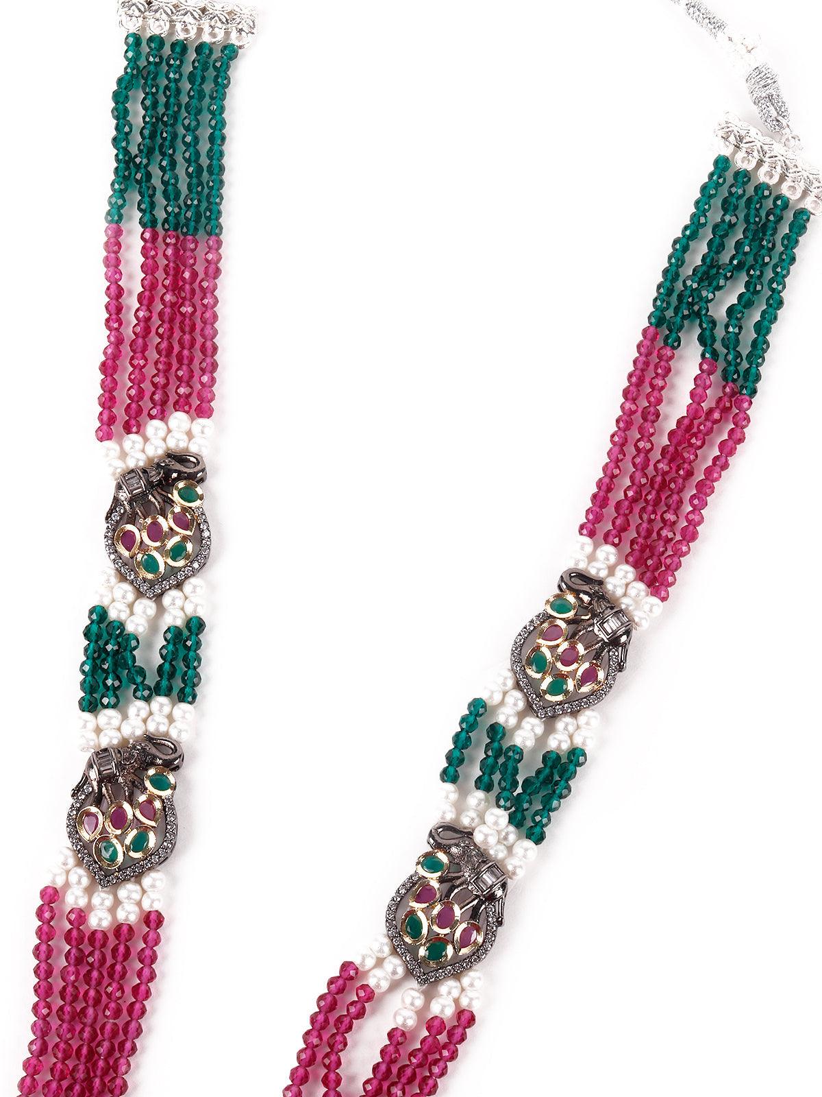 Exquisite green mala necklace set for women - Rajwada