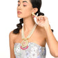 Exquisite peach Kundan work necklace set - Rajwada