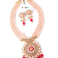 Exquisite peach Kundan work necklace set - Rajwada