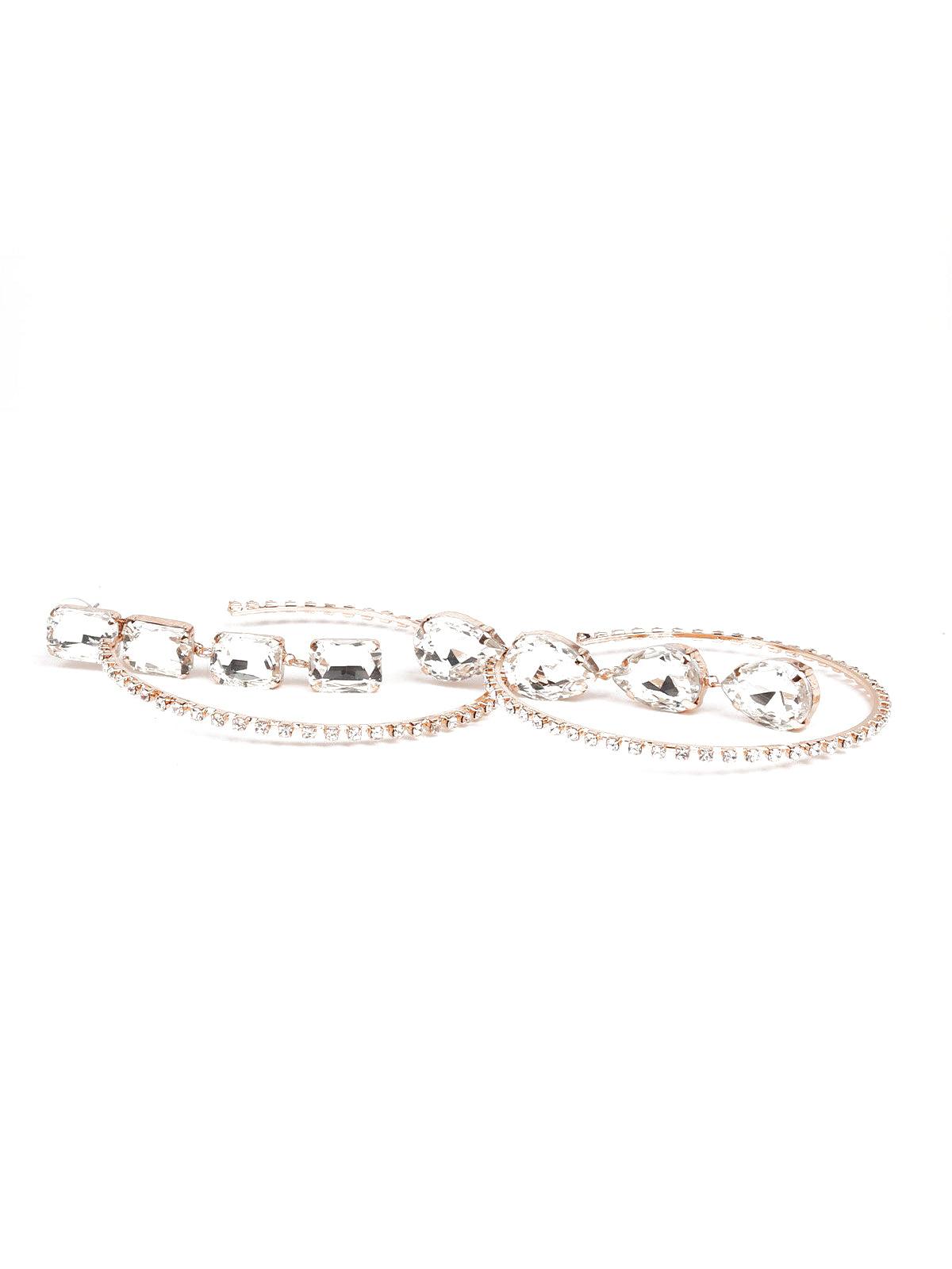 Exquisite Studded Drop-Hoop Earrings - Rajwada