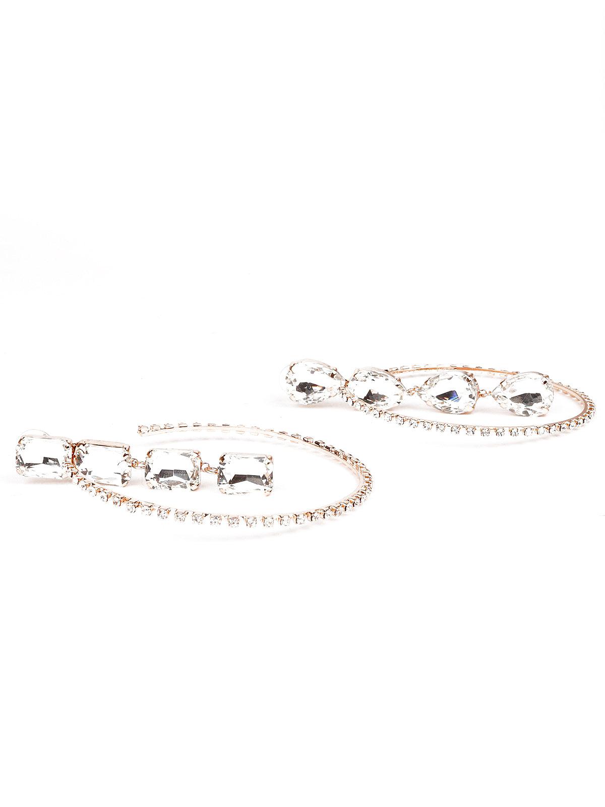 Exquisite Studded Drop-Hoop Earrings - Rajwada