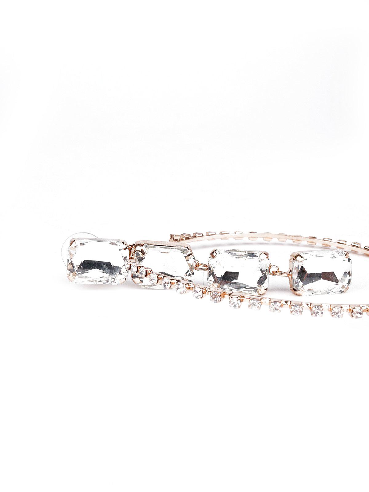 Exquisite Studded Drop-Hoop Earrings - Rajwada