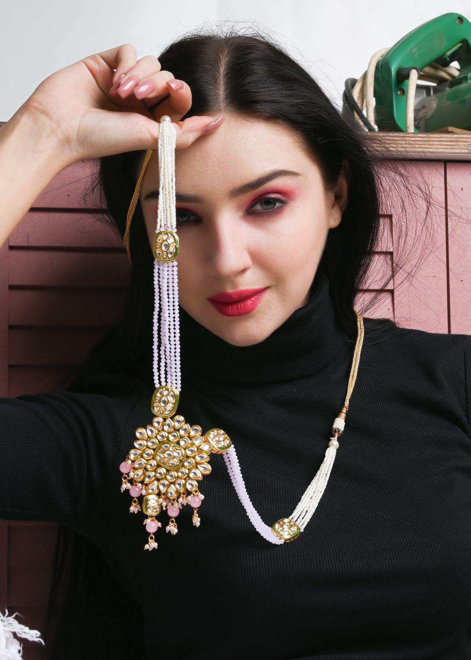 Exquisite White Floral  Necklace Set - Rajwada