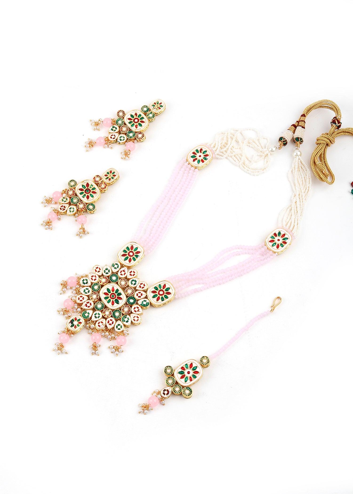 Exquisite White Floral  Necklace Set - Rajwada