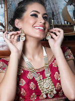 EXQUISITLY CRAFTED GOLD LONG NECKLACE SET - Rajwada