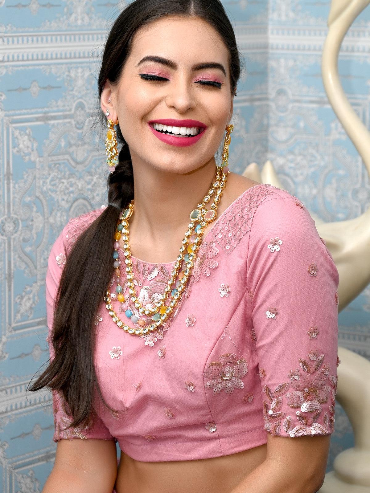 Exquisitly Crafted Gold Long Necklace Set - Rajwada