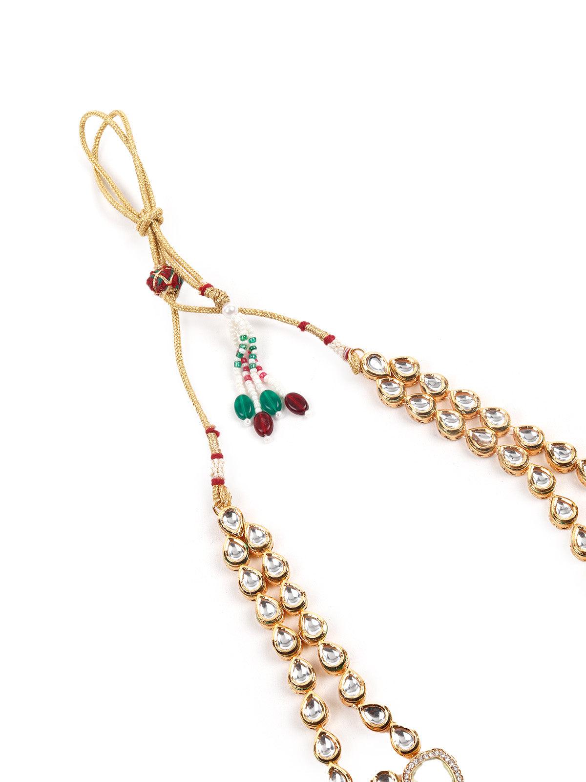 Exquisitly Crafted Gold Long Necklace Set - Rajwada