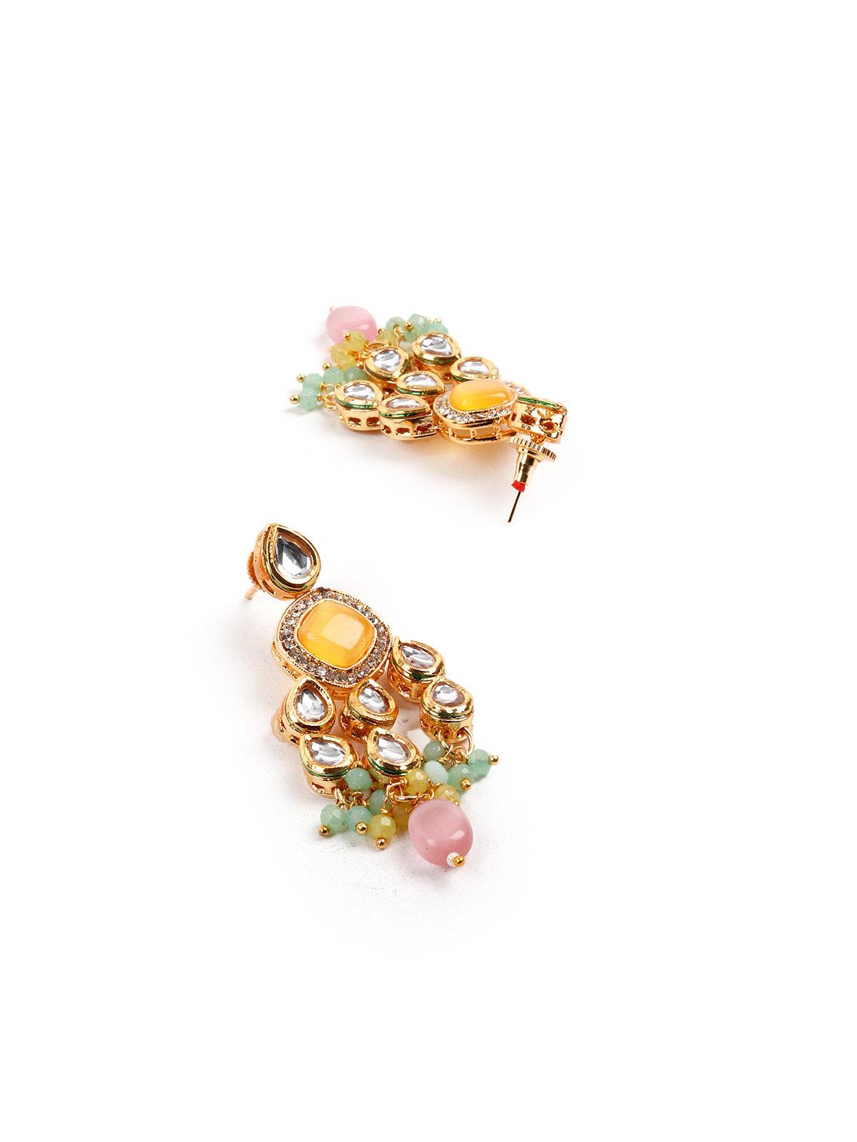 Exquisitly Crafted Gold Long Necklace Set - Rajwada