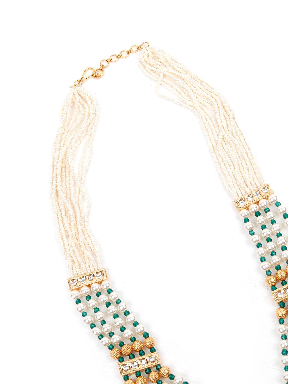 EXQUISITLY CRAFTED GOLD LONG NECKLACE SET - Rajwada
