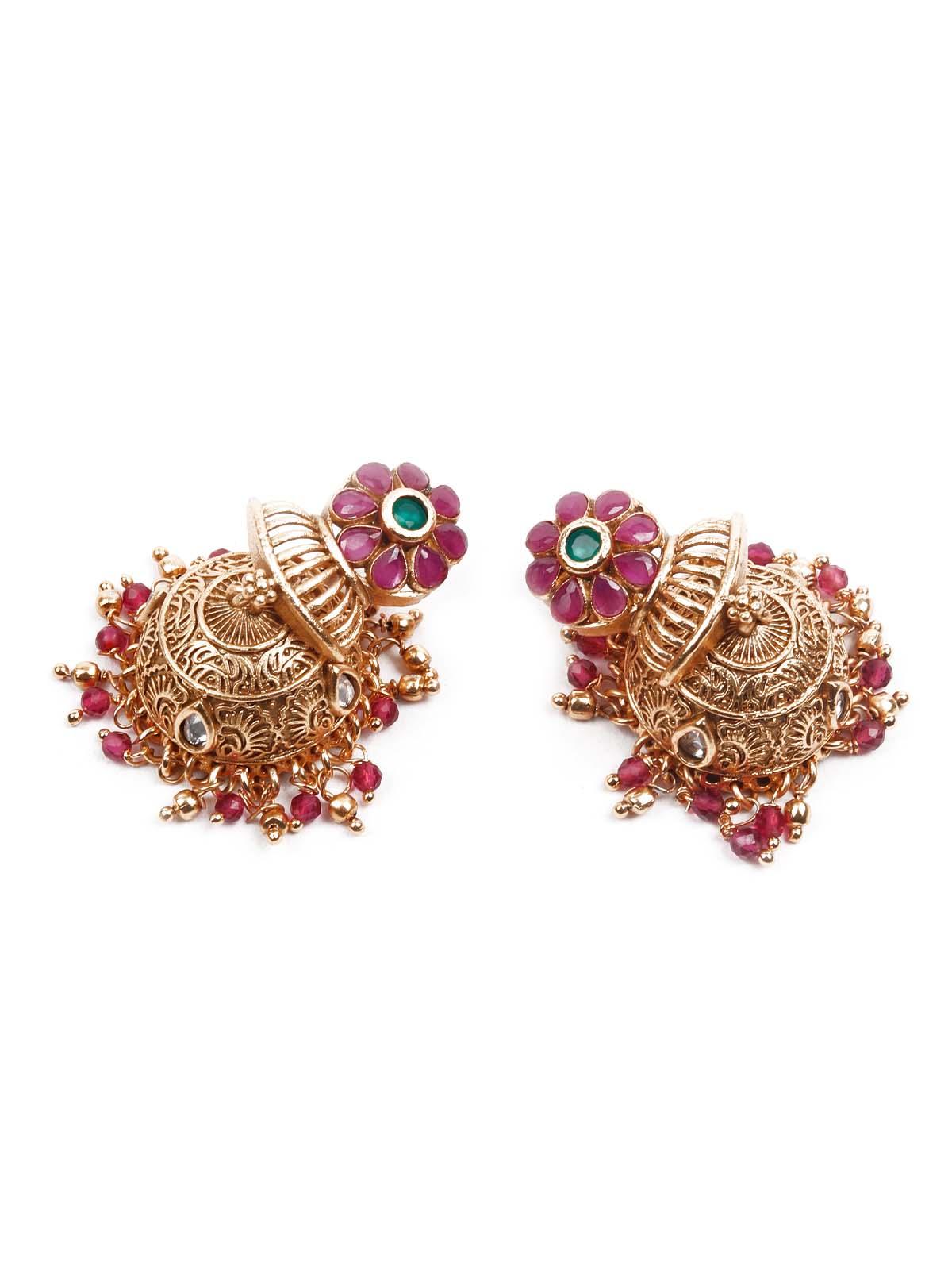 Exquisitly Crafted Gold Long Necklace Set - Rajwada