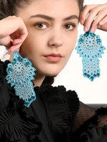 Extensive Blue Coloured Beadwork Earrings - Rajwada