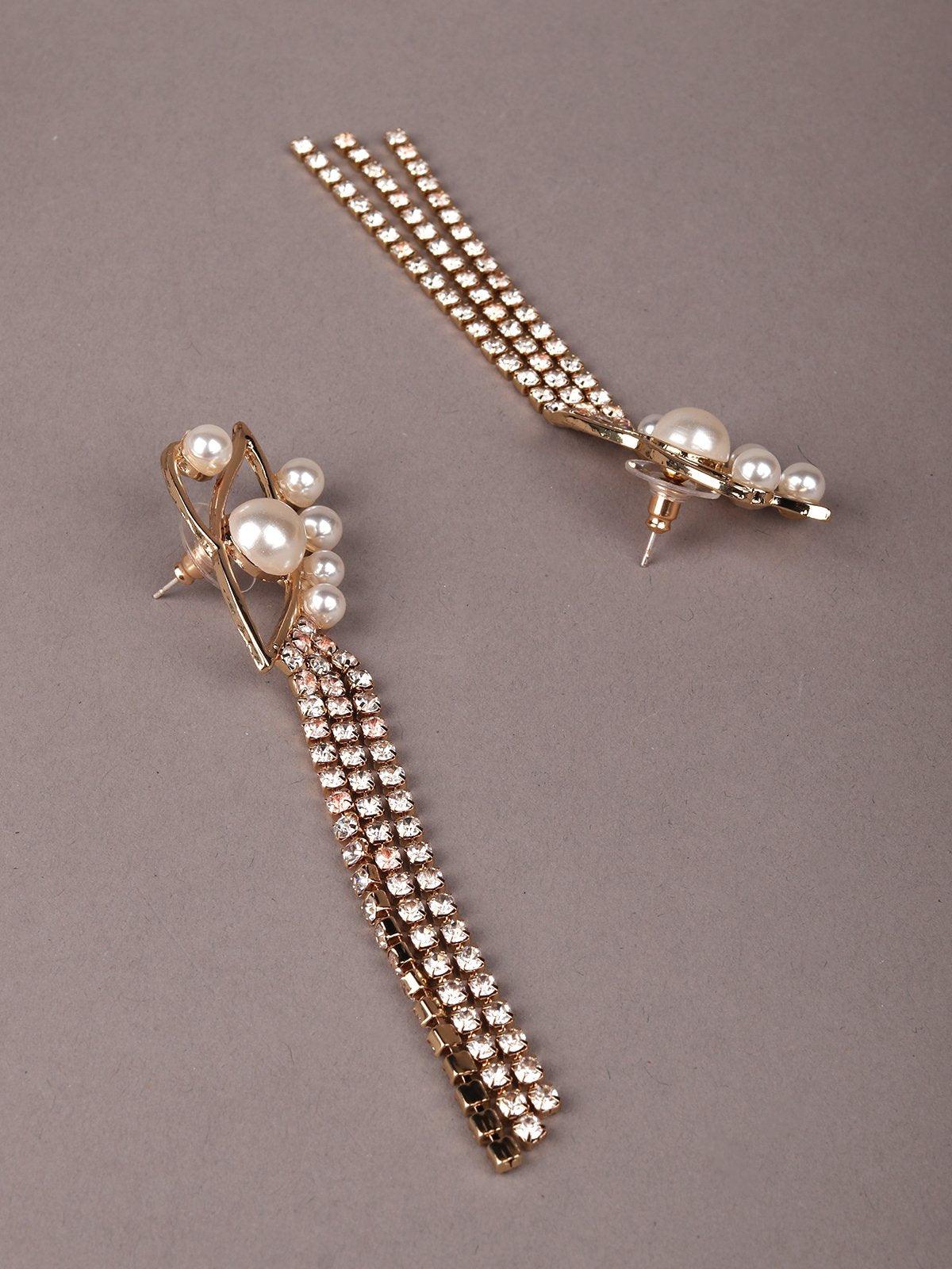 Eye Shaped Moti Tassel Dash Earrings - Rajwada