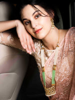 Fancy Green Onyx and Pearl Necklace Set - Rajwada