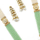 Fancy Green Onyx and Pearl Necklace Set - Rajwada