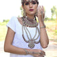 Faux Pearl and Kundan Three Layered Jewelry Set - Rajwada