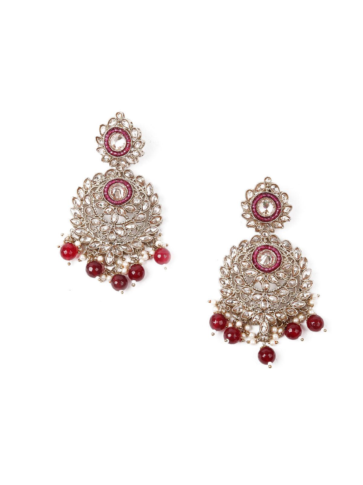 Faux Pearl and Kundan Three Layered Jewelry Set - Rajwada