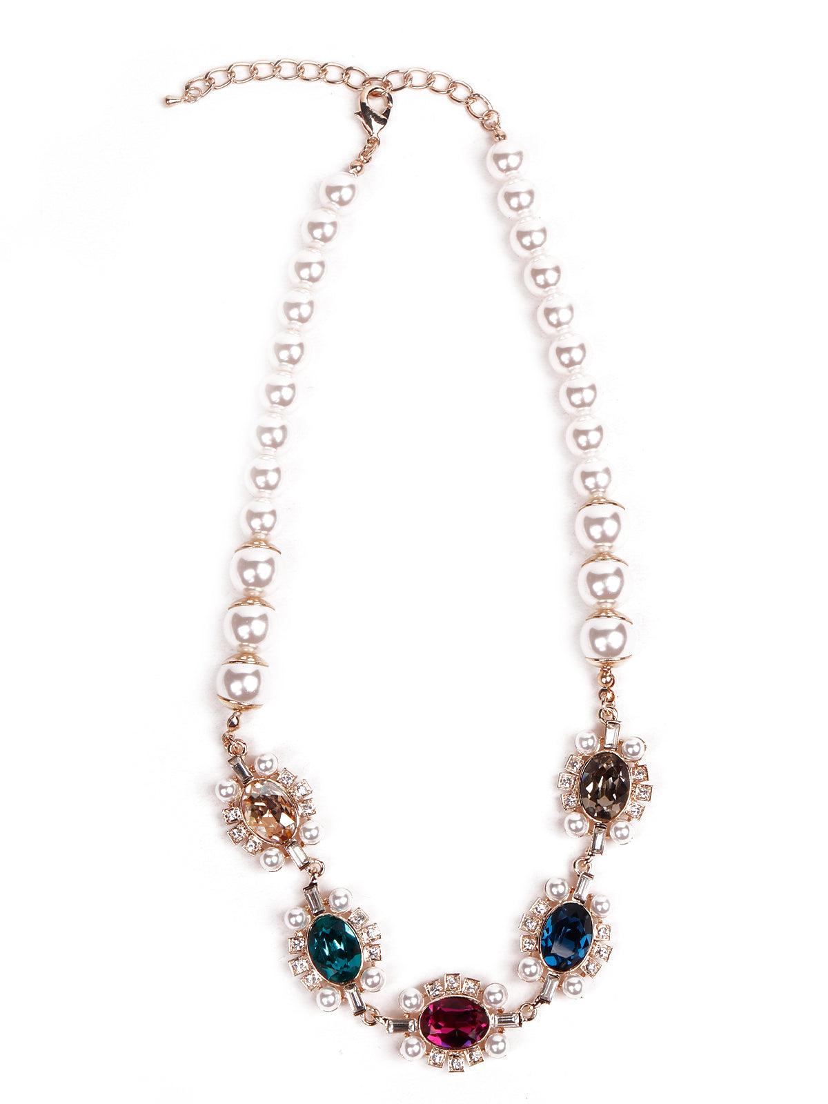 Faux pearl chic necklace embellished - Rajwada