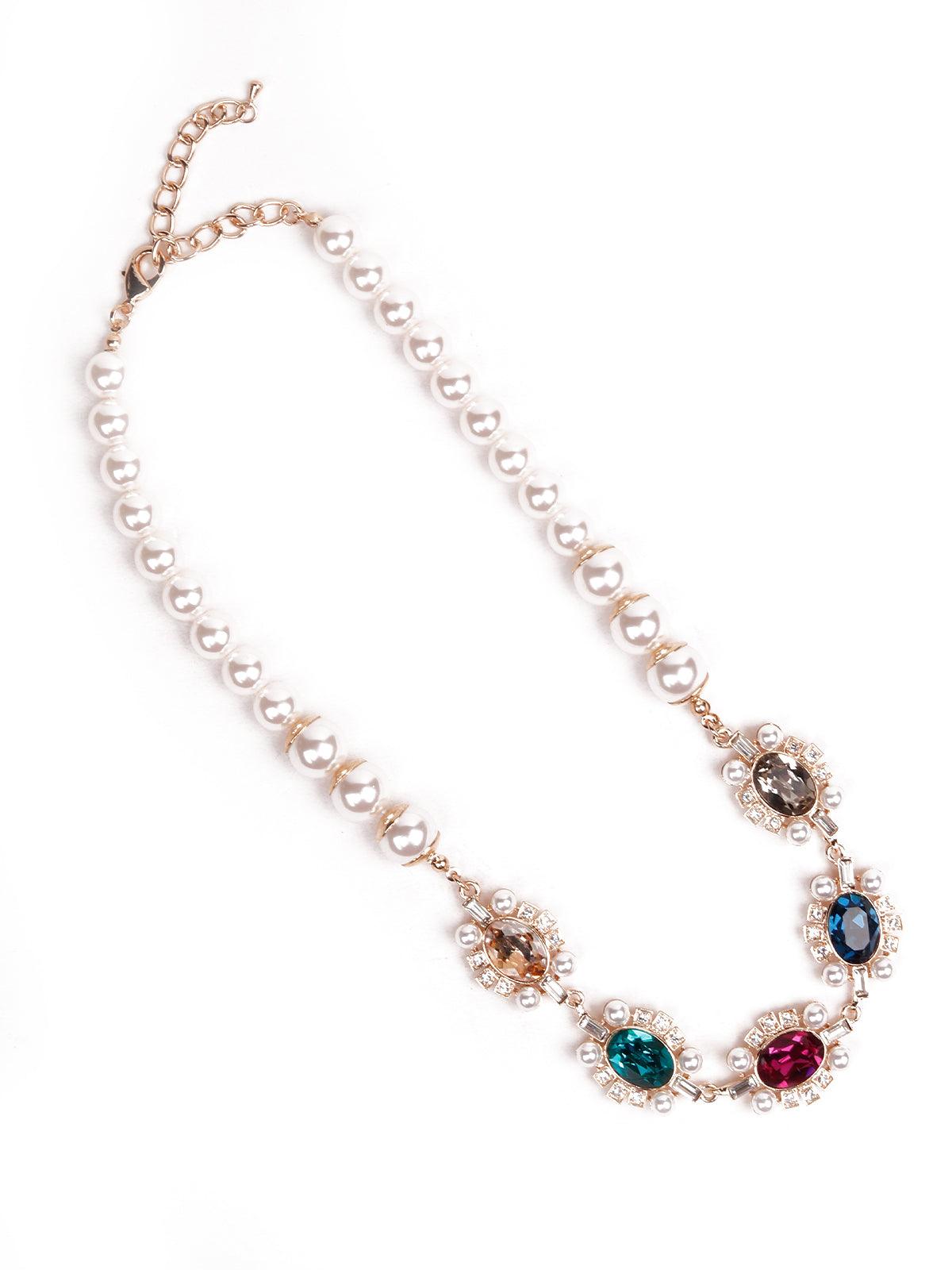Faux pearl chic necklace embellished - Rajwada