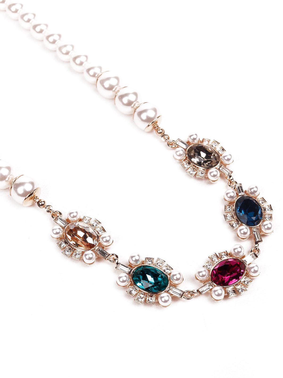 Faux pearl chic necklace embellished - Rajwada