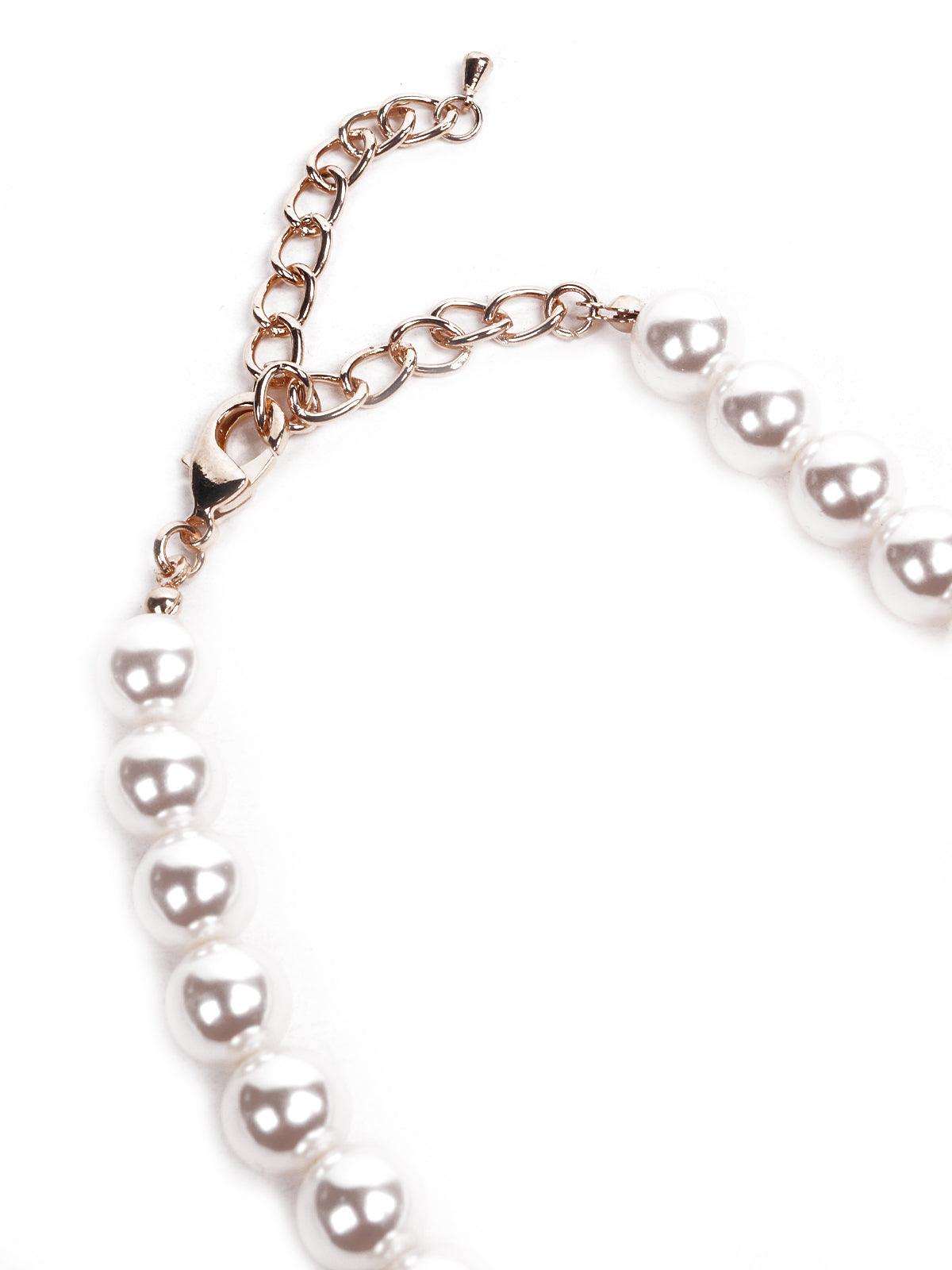 Faux pearl chic necklace embellished - Rajwada
