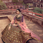 Rajwada Women Navy Blue Thread With Mutli Sequins Work Semi Stitched Lehenga With Unstitched Blouse