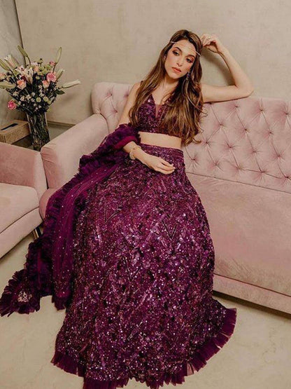 Flashy Purple Lehenga choli set - Rajwada