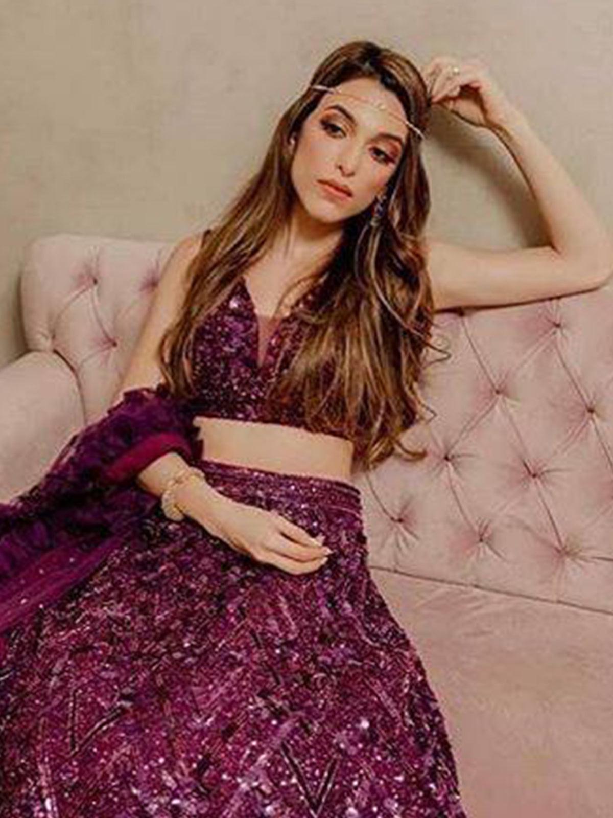 Flashy Purple Lehenga choli set - Rajwada