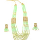 Flaunting green beads and pearl necklace - Rajwada