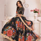 Floral  Black Georgette Lehenga Choli Set - Rajwada