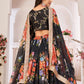 Floral  Black Georgette Lehenga Choli Set - Rajwada
