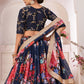 Floral Blue Georgette Lehenga Choli Set - Rajwada