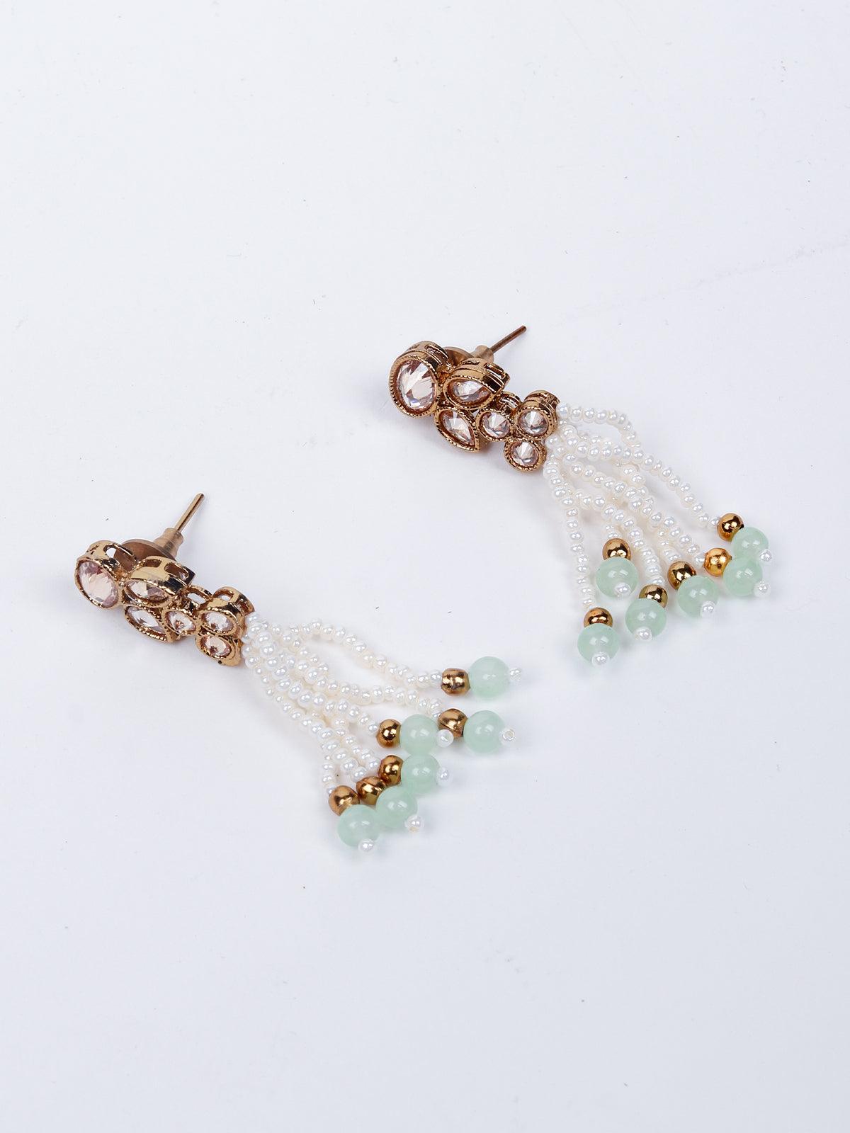 Floral kundan pearl choker with earrings - Rajwada
