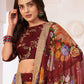 Floral Maroon Georgette Lehenga Choli Set - Rajwada