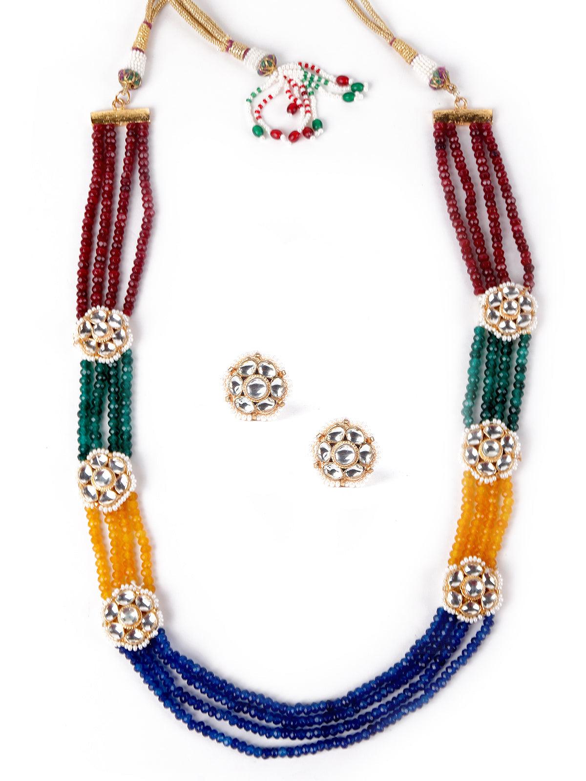 Floral multicoloured embellished necklace set for women - Rajwada