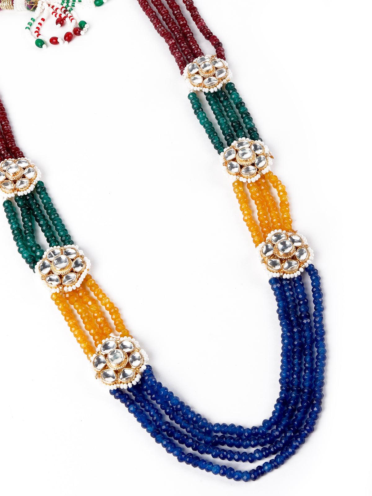 Floral multicoloured embellished necklace set for women - Rajwada
