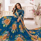 Floral Rama Blue Georgette Lehenga Choli Set - Rajwada