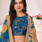 Floral Rama Blue Georgette Lehenga Choli Set - Rajwada