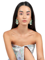 Floral stunning light blue statement earrings - Rajwada