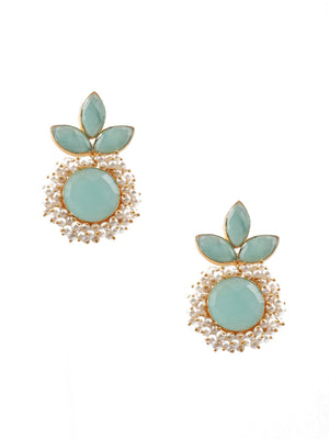Floral stunning light blue statement earrings - Rajwada