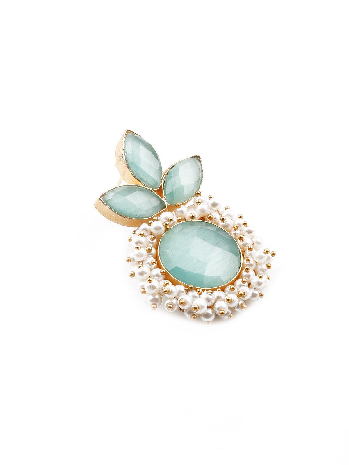 Floral stunning light blue statement earrings - Rajwada