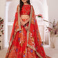 Floral Tomato Red Georgette Lehenga Choli Set - Rajwada