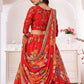 Floral Tomato Red Georgette Lehenga Choli Set - Rajwada